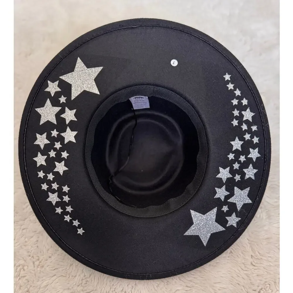 New BP. NORDSTROM Women's Black Wide Brim Embellished Felt Boater Hat